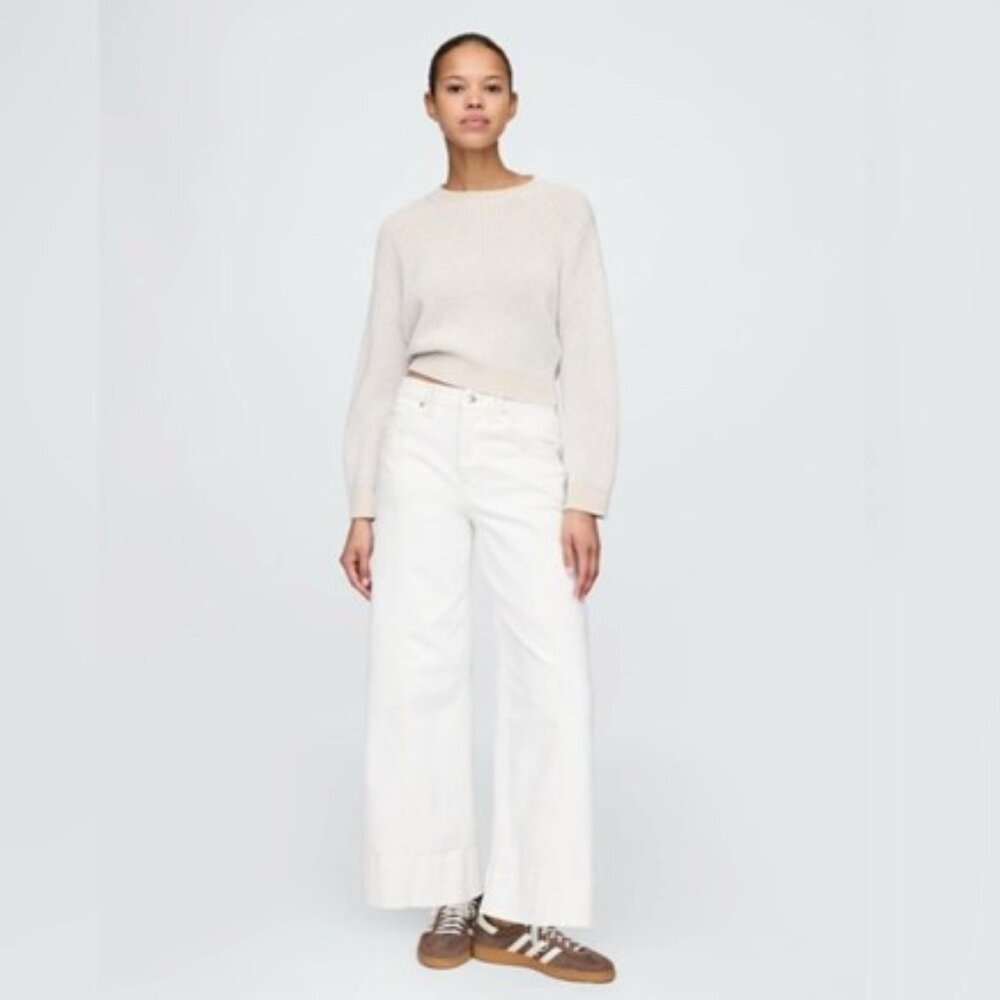GAP High Rise  Stride Wide-Leg Ankle Jeans White   NWT XL tall